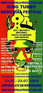 Flyer KING TUBBY Memorial Festival Campingplatz am Nrburgring DUB Reggae Africa Afrika Bob Marley Party Irie
